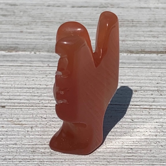 1.75" Orange Optic Glass Cat's Eye Guardian Angel Figurine Feathered Wing Figure - Picture 4 of 6